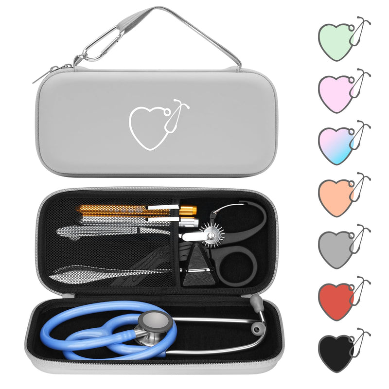 [Australia] - Stethoscope Case for 3M Littmann Classic III, Lightweight II S.E, MDF Acoustica Deluxe, Cardiology IV Stethoscopes -Extra Room for Medical Scissors Reflex Hammer Penlight, Ideal Gift for Nurse Doctor Grey-PU 
