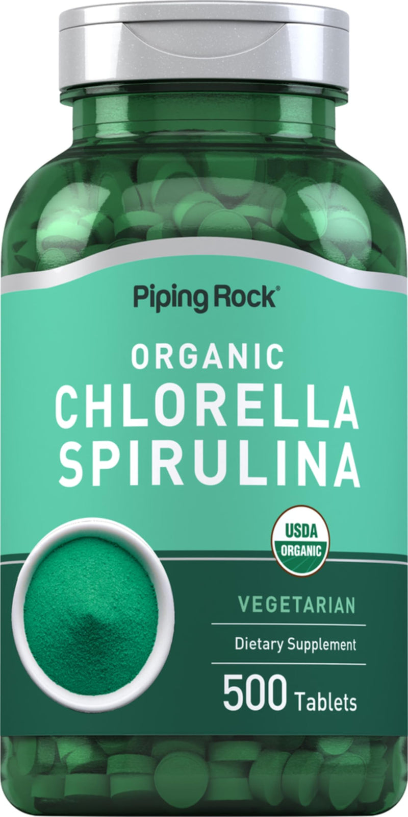 [Australia] - Piping Rock Chlorella Spirulina Organic | 500 Tablets | Vegetarian Pills | Non-GMO, Gluten Free Supplement 500 Count (Pack of 1) 