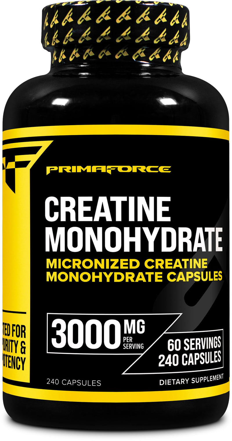 [Australia] - Primaforce Creatine Monohydrate Capsules - 240 Capsules, 3,000mg per Serving, Gluten Free and Non-GMO 