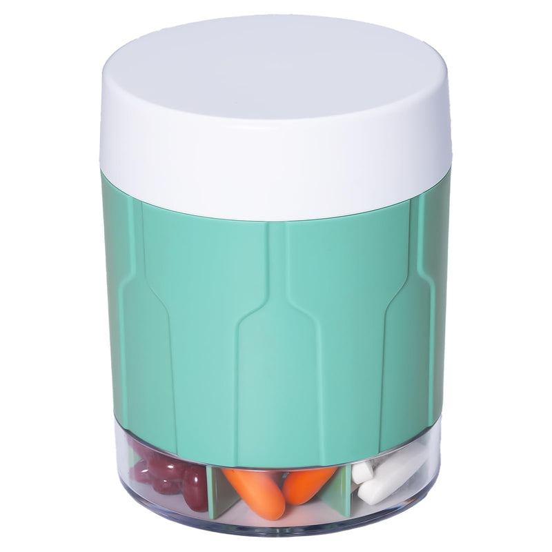 Weekly XXL Pill Organizer Bottle, Daily Pill Dispenser, Anti-Mix Design | 7 Day Portable Travel Pill Box, 21 Labels & Cleaning Brush, XXL Wide Mouth for Easy Access, Vitamin, Fish Oils, Supplement Cyan