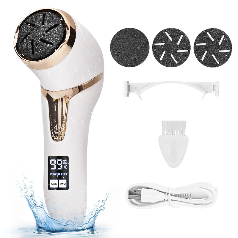 [Australia] - Electric Callus Remover for Feet with Vacuum, Premium Portable Pedicure Tools Rechargeable Waterproof 2 Speed Foot File Scrubber Callus Remover Tool Foot Care kit （White） White4 