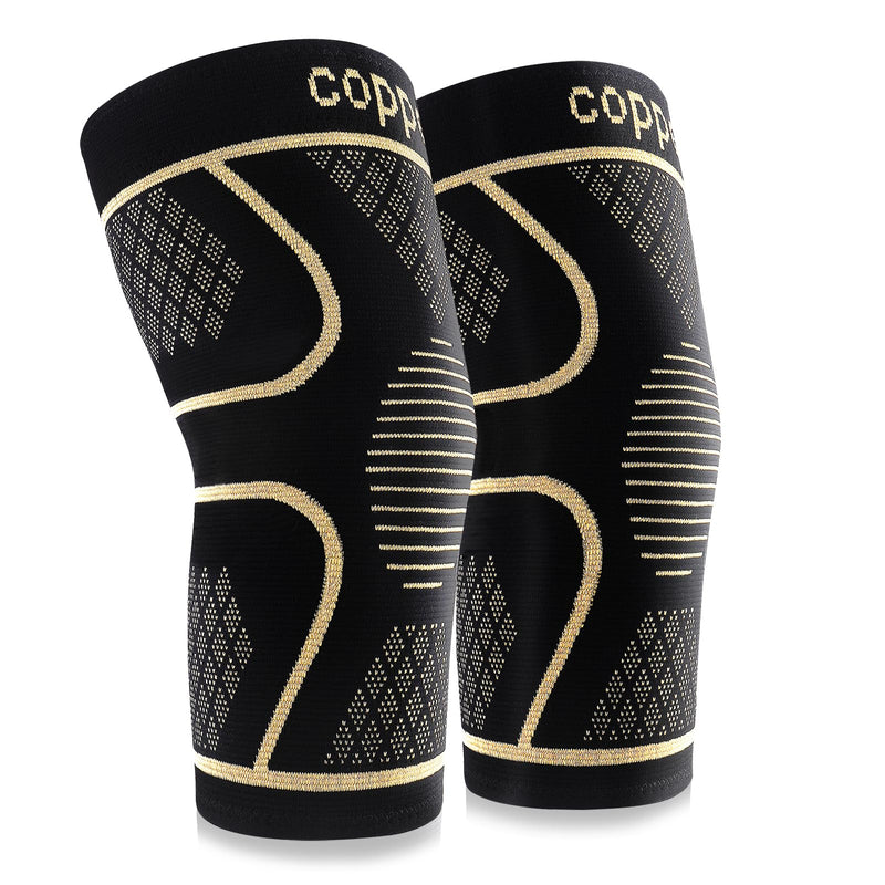 [Australia] - Copper Knee Braces for Knee Pain Women and Men (2 Pack), Knee Compression Sleeve for Arthritis, ACL, Meniscus Tear, Joint Pain Relief, Knee Support for Working , Running, Weightlifting, Fitness Medium 