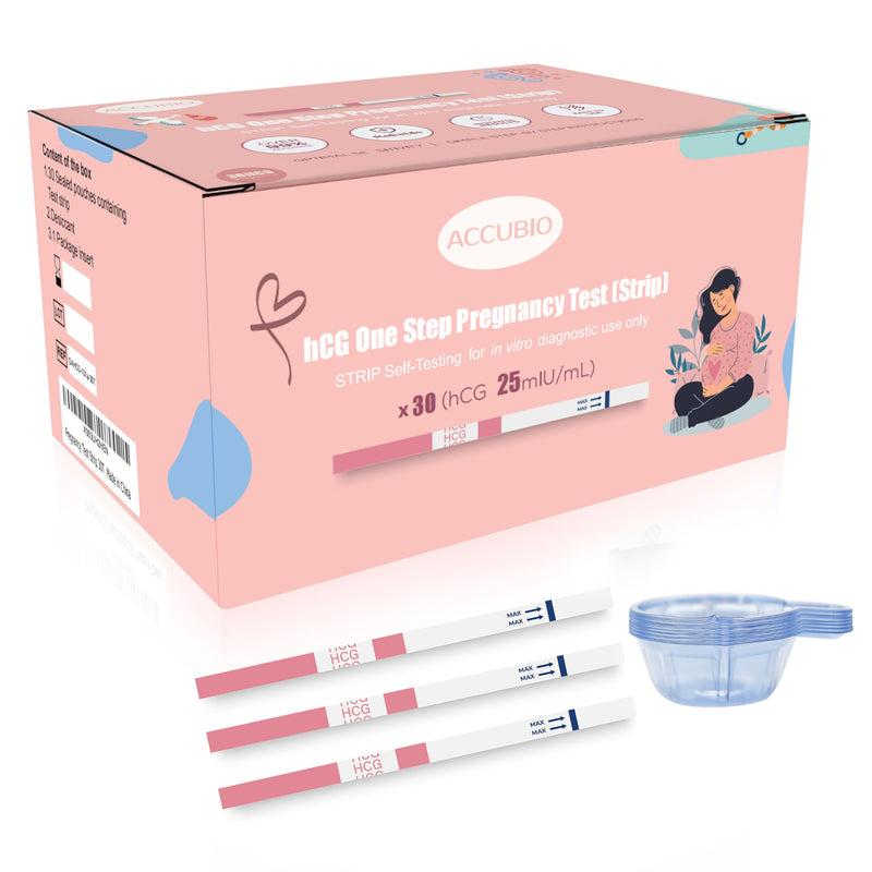 Pregnancy Test Strips with Urine Cups, 30 Count Individually Wrapped hCG Early Detection Home Tests Over 99% Accurate, Rapid Early Detection Pregnancy Test Strip 25mIU/mL