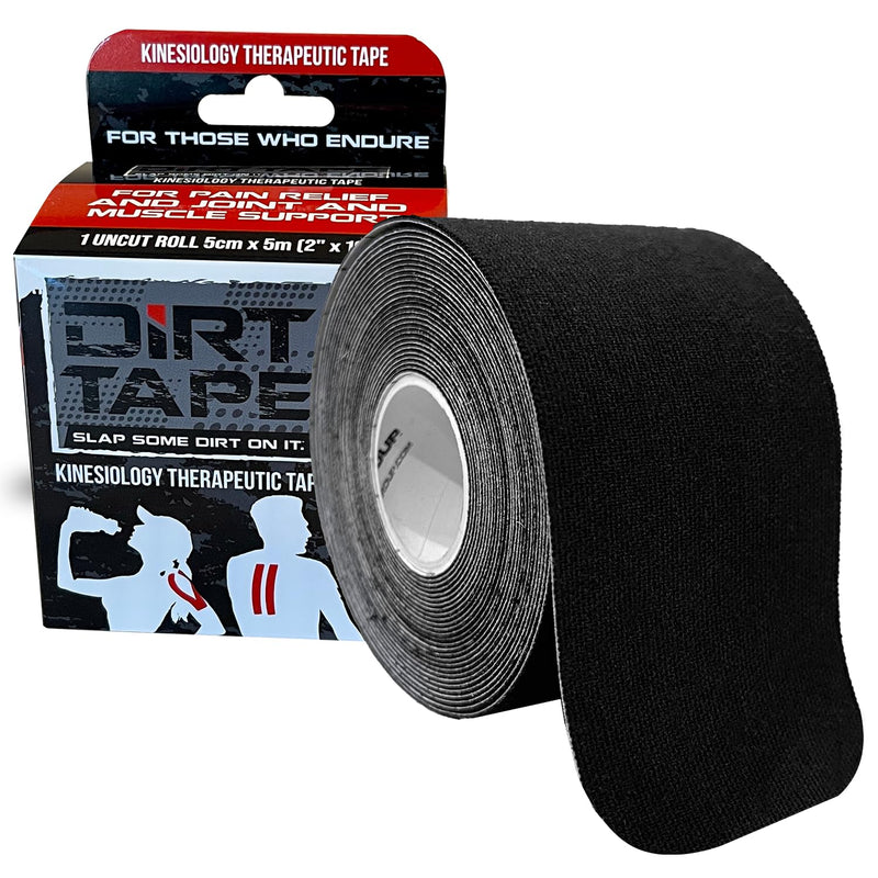 [Australia] - Athletic Kinesiology Tape - Muscle Pain Relief & Joint Support - Premium Elastic Cotton - Latex-Free - Water Resistant - Gym, Indoor & Outdoor Sports - Single Roll (16.4 ft) - Black Pack of 1 Uncut - Black 