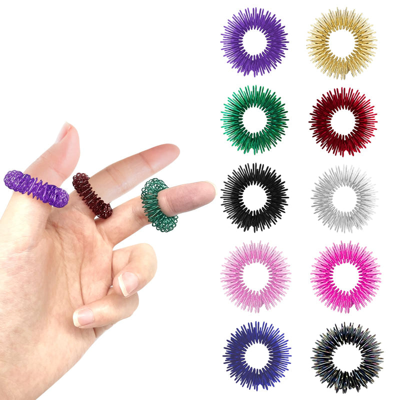 [Australia] - 10 Pcs Acupressure Rings Fidget Toy Trichotillomania Fidget Toys Silent Fidget Toys Acupressure Rings Sensory Ring Stress Relief Rings Sensory Finger Rings for Adults Silent Stress Reducer 2 