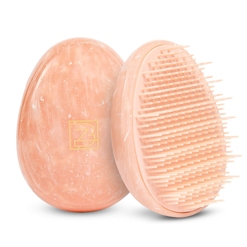 Travel Hairbrush - Mini Hair Detangler for Women Teens Kids - Sensory Scalp Massager - Small Portable Comb - Thick, Curly, Straight, Wet, Dry - Compact Detangler - Purse Essentials Rose Quartz