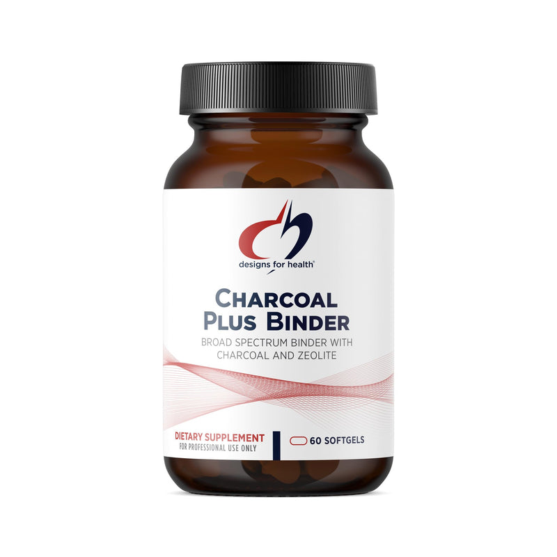 [Australia] - Designs for Health Charcoal Plus Binder - Zeolite Detox Process with Activated Charcoal, Organic Chlorella - Toxin Binder for Full Body, GI & Gut Detox Support (60 Softgels) 