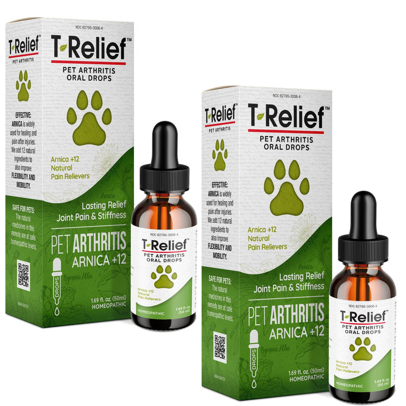 MediNatura T-Relief Pet Arthritis Relief Arnica +12 Powerful Natural Homeopathic Medicines Help Ease Hip & Joint Pain Soreness & Stiffness for Dog & Cat - 90 Tablets (2 Pack) - PawsPlanet Australia