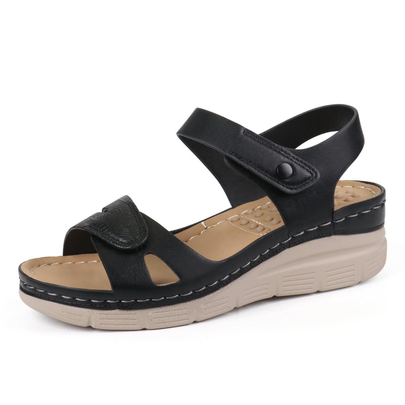 [Australia] - Ortho+rest Women Arch Support Walking Sandals Comfortable Orthotic Sandals 8 Black 