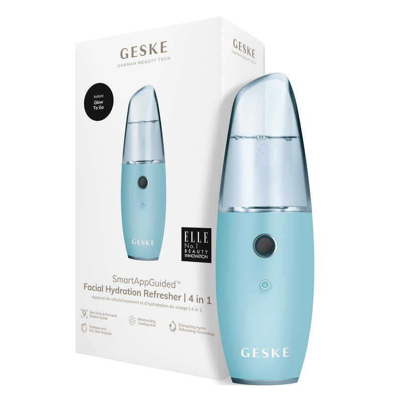 GESKE SmartAppGuided™ Facial Hydration Refresher | 4 in 1 | Water Atomizer | Moisturizing Spray Machine | Face Mister | Humidifier for Natural Glow | Reduce Redness & Dry Skin Turquoise