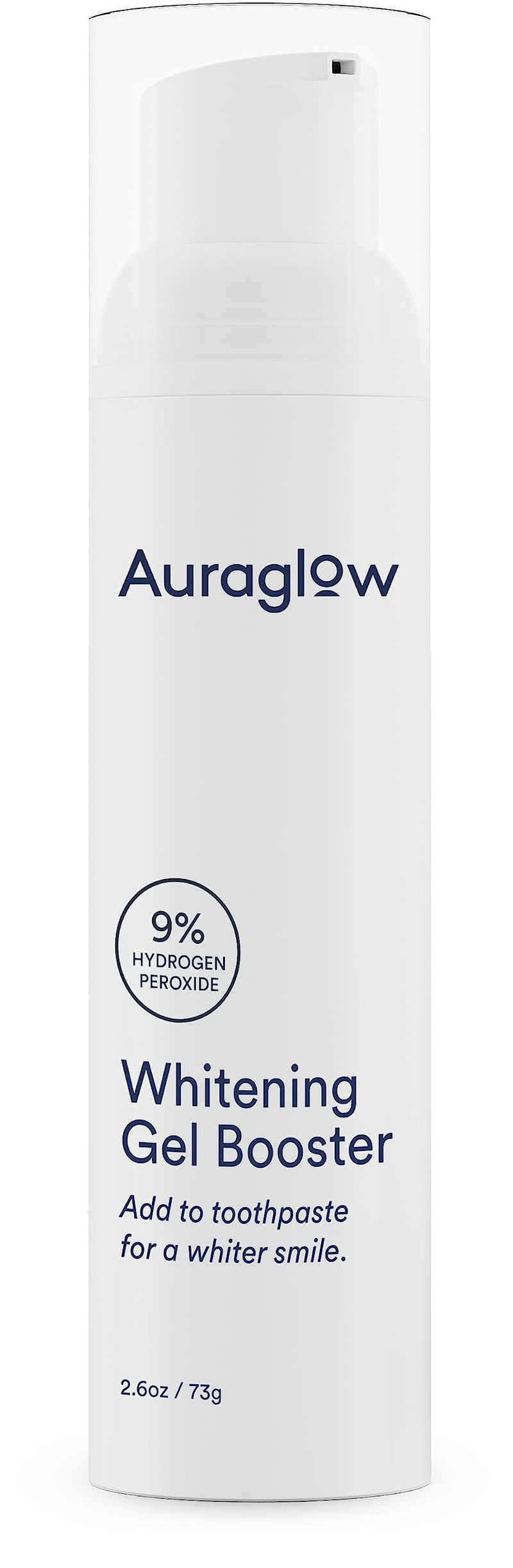 [Australia] - Auraglow Whitening Gel Booster, Add to Toothpaste to Whiten, Teeth Whitening Toothpaste Gel, 9% Hydrogen Peroxide Whitening Gel, 350+ Whitening Treatments, 6-Month Supply, 2.6oz 
