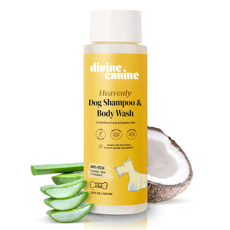 Heavenly Dog Shampoo & Body Wash - Anti-Itch - Dog Shampoos - pH Balanced Conditioning Dog Bath Blend with Collagen, Aloe, Coconut Milk, Vitamin E - Soothe Itchy Skin & Coat - 13.5oz - PawsPlanet Australia