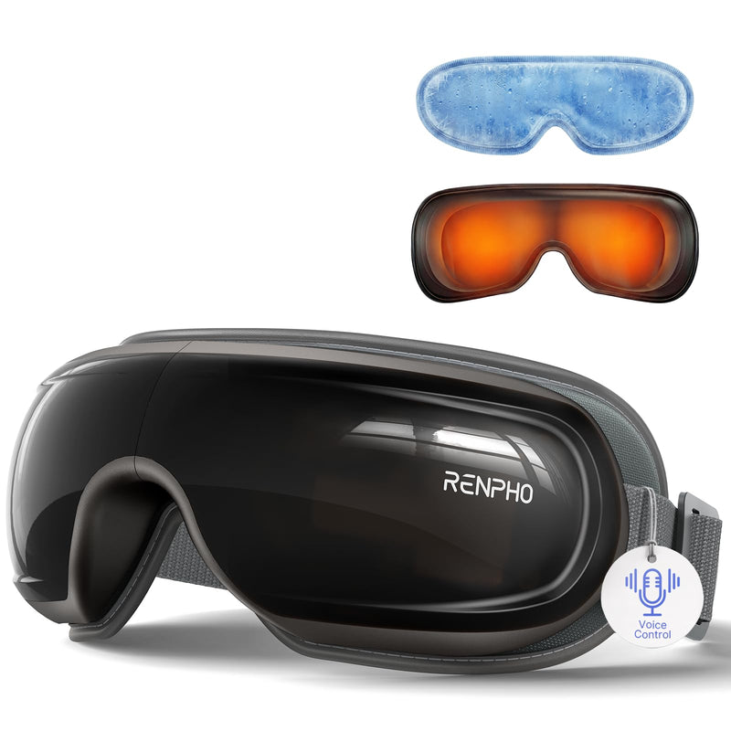RENPHO Eyeris 3 Eye Massager with Heat and Cooling, Massaging Eye Mask | Voice Control, Vibration & Compression Massager for Dry Eyes & Head Tension, FSA Eligible HSA, Gifts for Women & Men Black