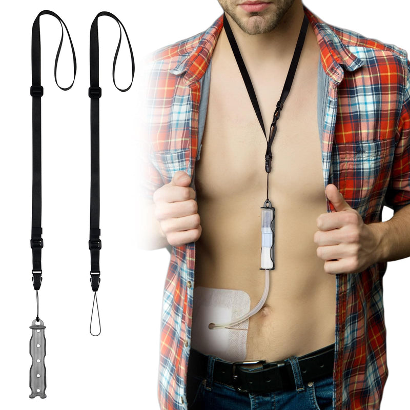 [Australia] - Peritoneal Dialysis Catheter Holder for Baxter with Adjustable PD Catheter Lanyards, Peritoneal Dialysis Accessories for Shower Protection & Easily Take Off (Black) Black 