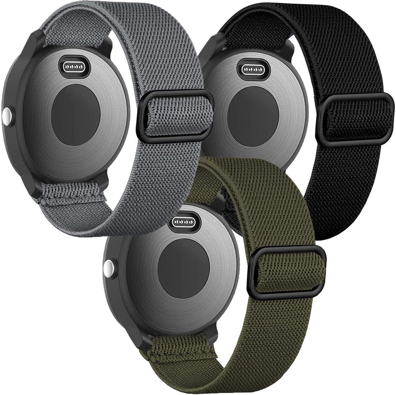 [Australia] - Elastic Bands for Garmin Vivoactive 4/Venu 2 45mm/Venu 3/Forerunner 255/955/265/965 Watch Bands, 22mm Nylon Sport band for Amazfit GTR 4,GTR 3,GTR 2,2e,Ticwatch Pro 3,Fossil Gen 5 for Women Men Black+Green+Gray 