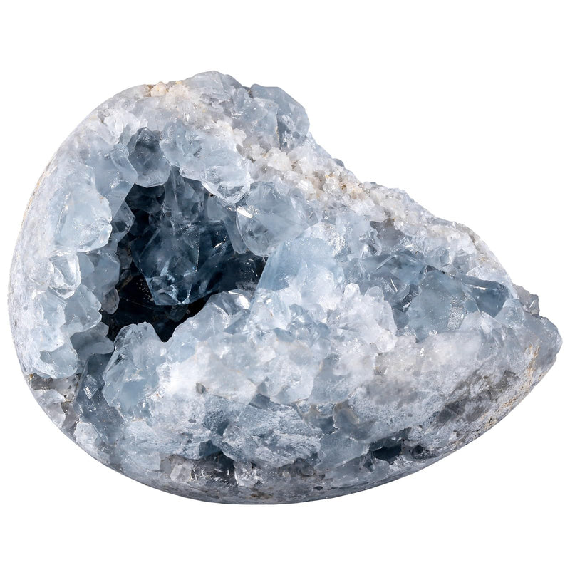 Rockcloud Natural Raw Blue Celestite 0.70-0.99 lb Healing Crystal Cluster | Irregular Geode Home Decoration Gemstone Specimen, for Meditation, Office Decor, Desk Ornament