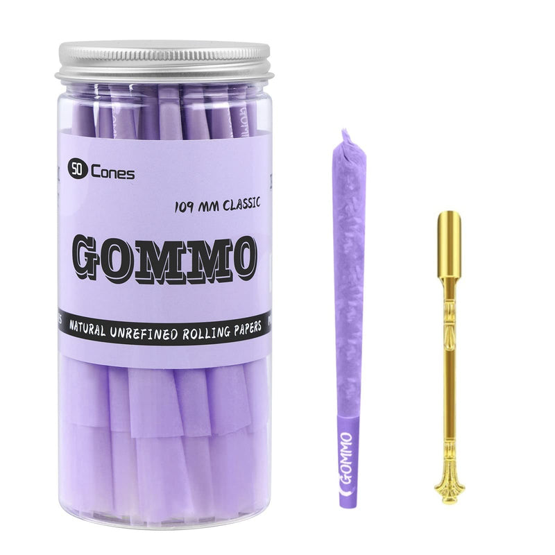 [Australia] - Pre Rolled Cones | King Size | 50 Pack | Natural Purple Rolling Papers with Tips & Golden Packing Spoon Included 50.0 