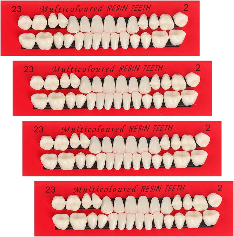 [Australia] - 84 Pcs False Teeth Dental Complete Acrylic Resin Denture Teeth, 3 Sets Whole Teeth Synthetic Polymer Denture Tooth, 23 Shade A2 Upper + Lower Dental Materials for Replacement, DIY or Halloween 