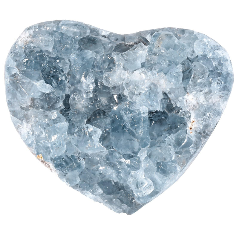 SUNYIK 320-450g Natural Heart Shaperd Raw Celestite Crystal Geode Cluster | Irreguar Blue Calcite Crystal, Rough Geode Quartz Mineral Specimen, for Reiki Healing Meditation Balancing, Home Decor 2.3x2.5x1.5"(320-450g)