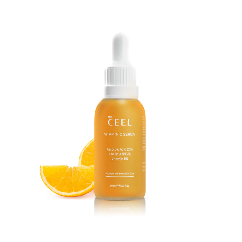 The Ceel 20% Vitamin C Brightening Anti-Aging Serum for Face with Ascorbic, Ferulic Acid & Vitamin B5 - Paraben & Perfume Free Skin Care Formula for Hydration, Wrinkles, Dark Spots, & Radiance - 30ml