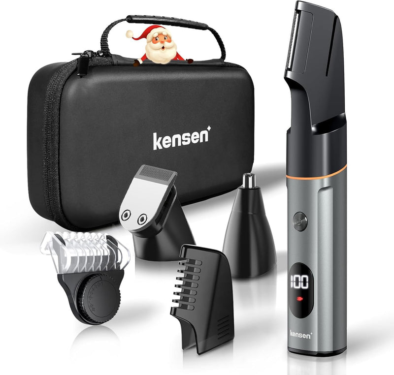 [Australia] - kensen Body Hair Trimmer for Men - Manscape 3-in-1 Beard Trimmer for Men, Men's Groin & Pubic Hair Trimmer IPX6 Waterproof Wet/Dry Electric Razor for Mens Cordless Hair Clippers for Mens Shaver (Gray) Gray 