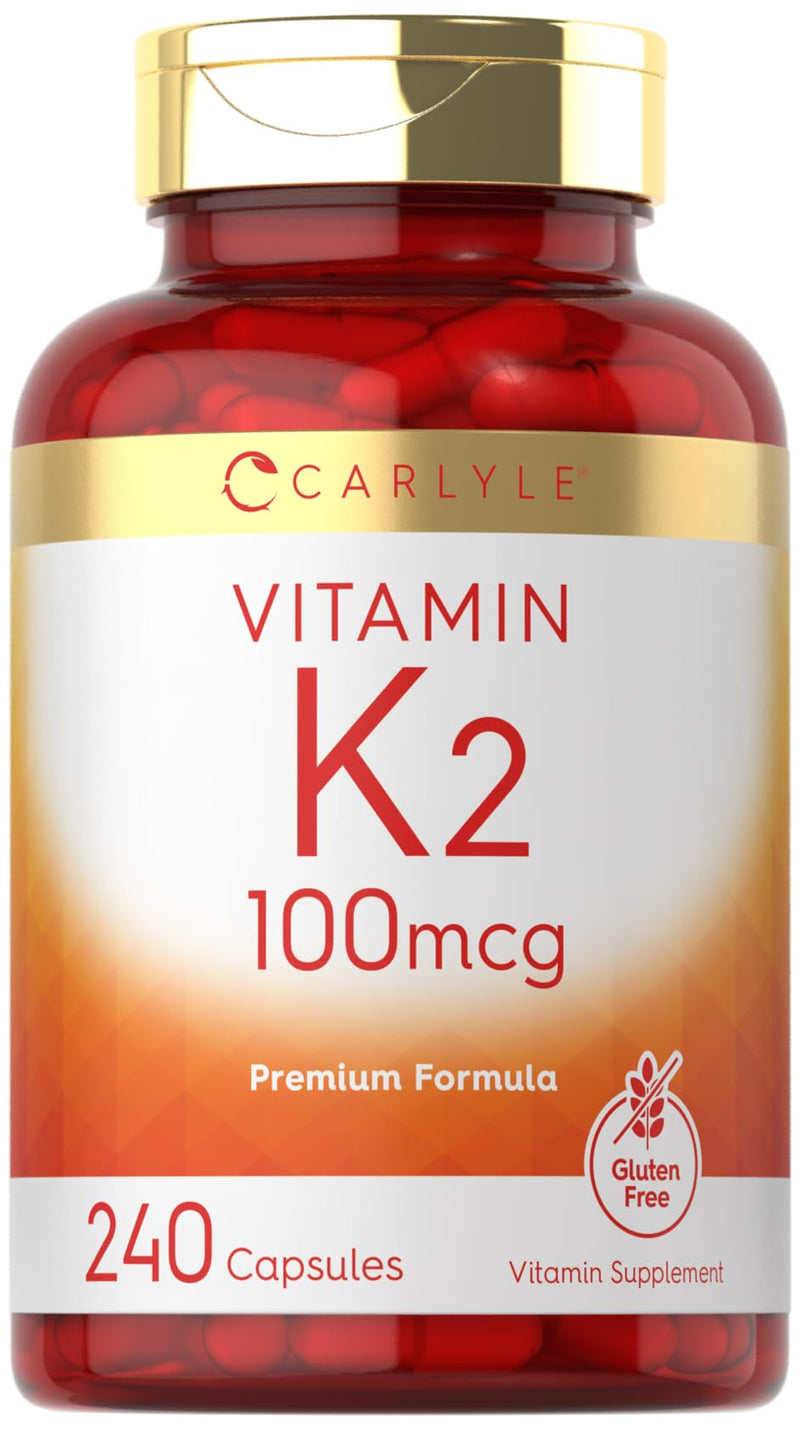 [Australia] - Carlyle Vitamin K2 Supplement 100 mcg | K2 MK-4 | 240 Capsules | Non-GMO & Gluten Free 