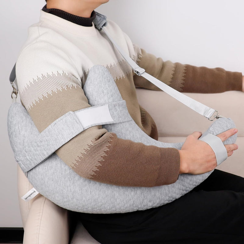 [Australia] - Shoulder Surgery Pillow, Rotator Cuff Pillow for Side Sleeper, Shoulder Pain Relief Removable with Shoulder Strap Support Arm Pillow for Side Sleep and Post Surgery (Light Grey) Light Grey 