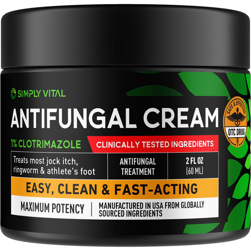 Clotrimazole 1% Antifungal Cream, Athlete's Foot Jock Itch Ringworm 2 oz | Athletes Foot Treatment, Anti Fungal Cream for Skin, Ring Worm Medication for Humans, Jock Itch Treatment, External Use Only 2 Fl Oz (Pack of 1)