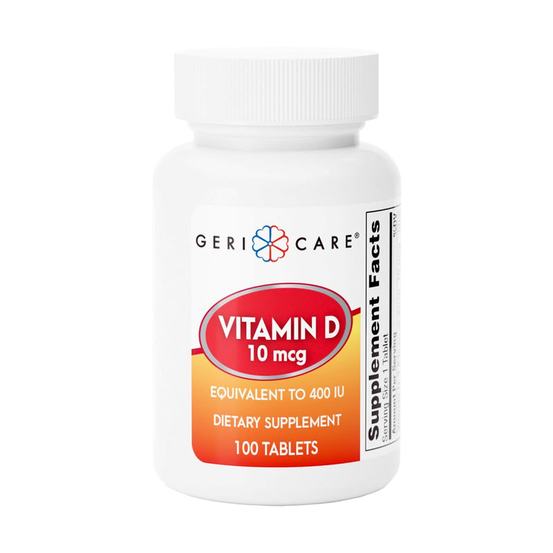 GeriCare Vitamin D-3 (10 mcg 400 IU) & Calcium (25 Mg) Dietary Supplement Tablets – Essential Bone Health, Muscle Function & Immune Support – 100 Count (Pack of 1) 100 Count (Pack of 1) Vitamin D 10mcg