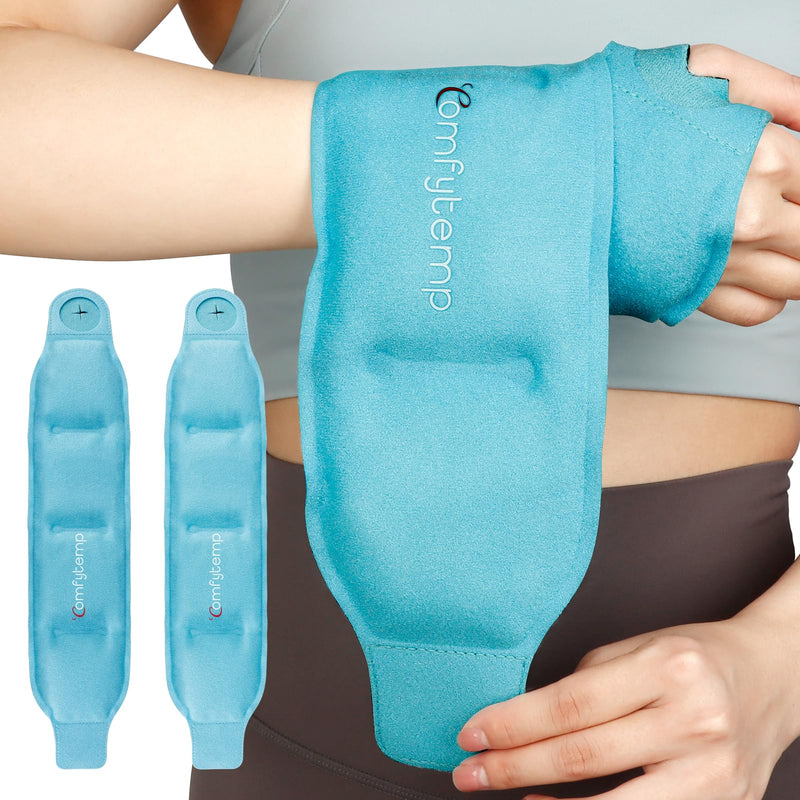 [Australia] - Comfytemp Wrist Ice Pack Wrap for Carpal Tunnel Relief, 2 Gel Packs, FSA HSA Eligible, Hot Cold Compression Brace for Hand Injuries Reusable, Achilles Tendonitis, Tenosynovitis, Men Women Surgery Gift Wrist Ice Pack Wrap 2 Pack 2.0 