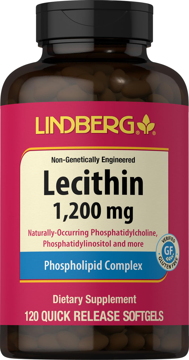[Australia] - Lindberg Lecithin 1200mg | 120 Softgel Capsules | Phospholipid Complex | Non-GMO, Gluten Free Supplement 