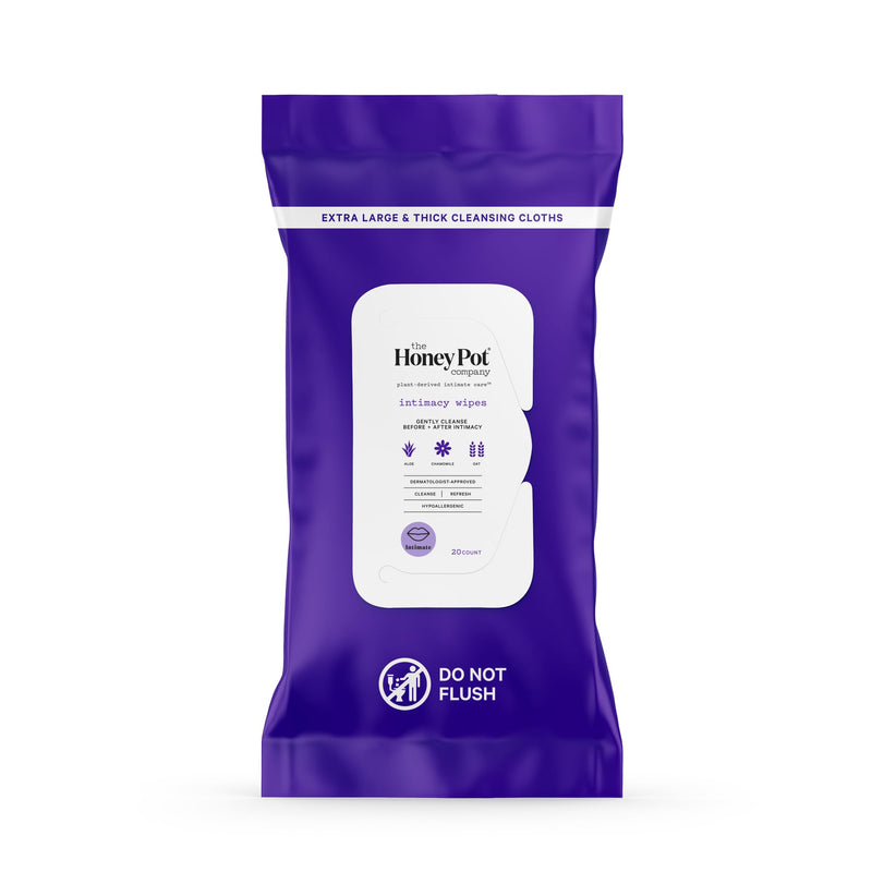 [Australia] - The Honey Pot Company - Intimacy Cleansing Wipes - PH Balancing, Paraben Free, Feminine Products - Ultra-thick and Extra Large Cleansing Cloths for the Bedroom - 20 ct. 