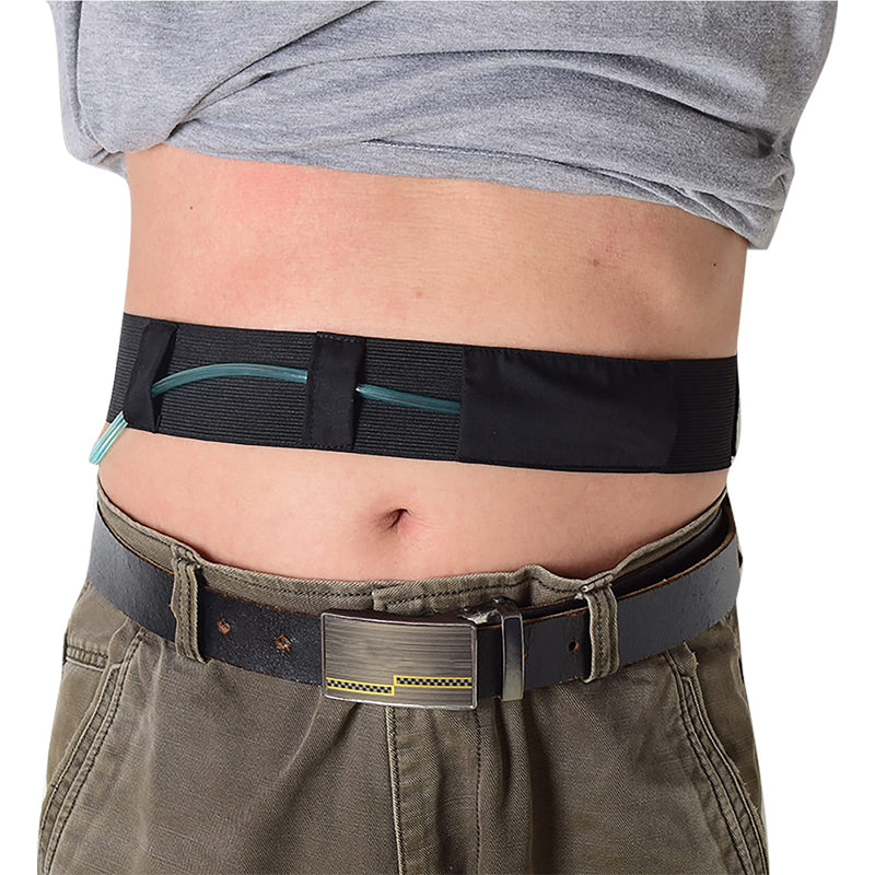 [Australia] - Peritoneal Dialysis Belt Catheter Holder Waistband Abdominal Protection Belt Feeding Tube Holder PD Dialysis Accessories Drainage Tube Fixation Waist Belt with Pocket for Secure Dialysis Line Black 
