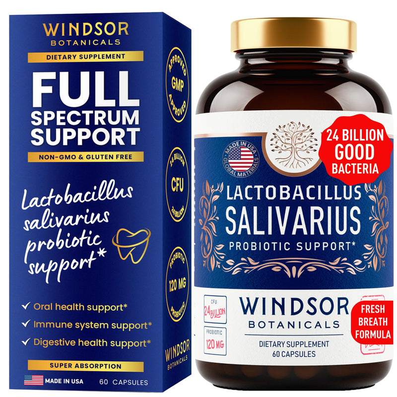 [Australia] - Lactobacillus Salivarius Probiotic - 24bn CFU L Salivarius Dental Probiotics for Teeth and Gums - Bad Breath Treatment for Adults, Immune Support, Digestive Health - 60 Oral Probiotic Capsules 60 Count (Pack of 1) 