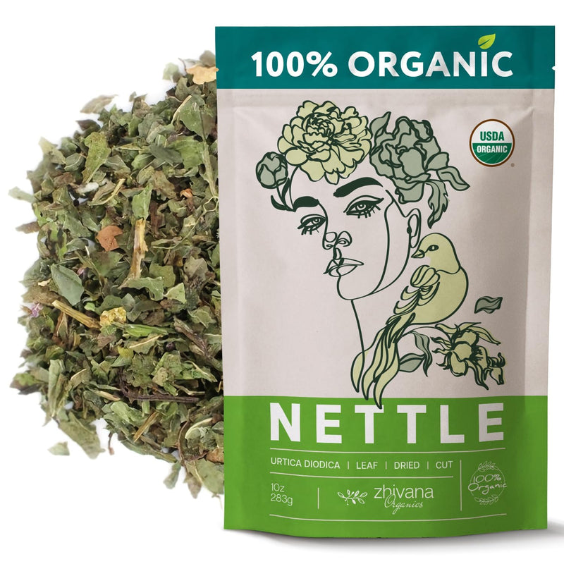 [Australia] - Premium Nettle Leaf Tea Organic - Stinging Nettle Tea Organic – Urtica Dioica Herb - Ortiga Verde Organica – European Dried Nettles Leaves - Cooking Recipe E-Book Included – Large 10 Ounce Bag 