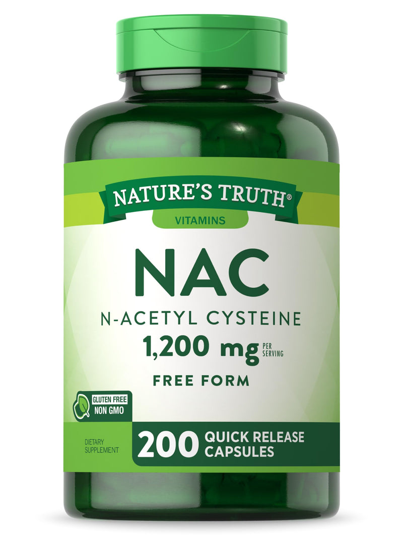 [Australia] - Nature's Truth NAC Supplement | N-Acetyl Cysteine | 1,200mg | 200 Capsules | Free Form Amino Acid | Non-GMO & Gluten Free Supplement 