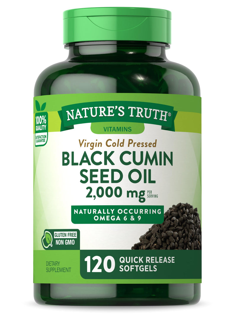 [Australia] - Nature's Truth Black Seed Oil Softgels | 2,000mg | 120 Count | Virgin Cold Pressed Cumin | Non-GMO and Gluten Free Supplement 
