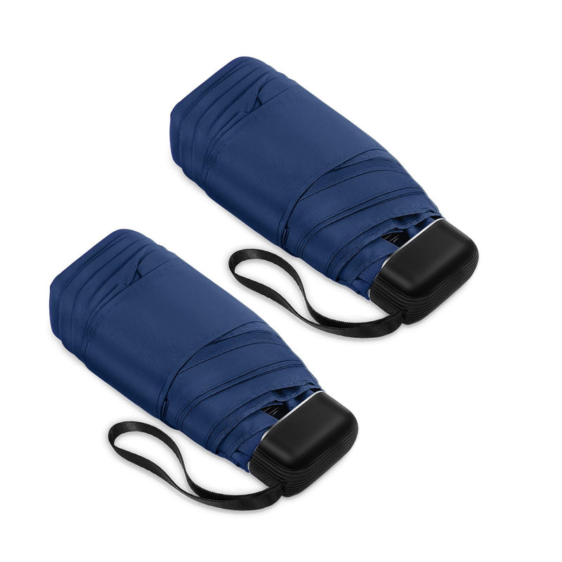 Mini Travel Umbrella Compact for Purse Lightweight Nano Waterproof for Rain | Fits purse and Pocket Foldable & portable for women/men，easy carry to outdoor/travel/work 05.Dark Blue-2Pack