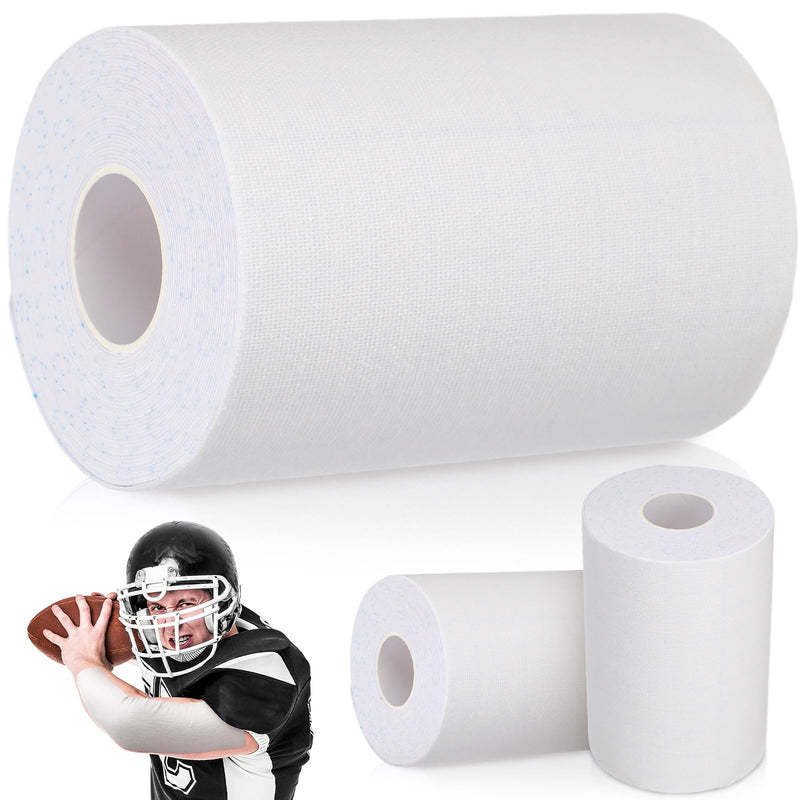 Jenaai 2 Roll Football Turf Tape 33ft Extra Wide Athletic Waterproof Sport Ultra Sticky Turf Tape for Arm Football Kinetic Bandage for Athletic Sport Protects from Burn(White) White