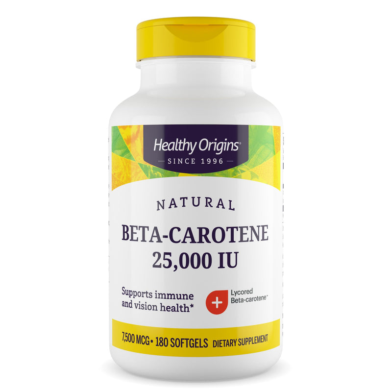 [Australia] - Healthy Origins Beta-Carotene 25,000 IU (7,500 mcg), Natural Beta-Carotene, Immune Support, Vision Support, Non-GMO, Gluten-Free, 180 Softgels 