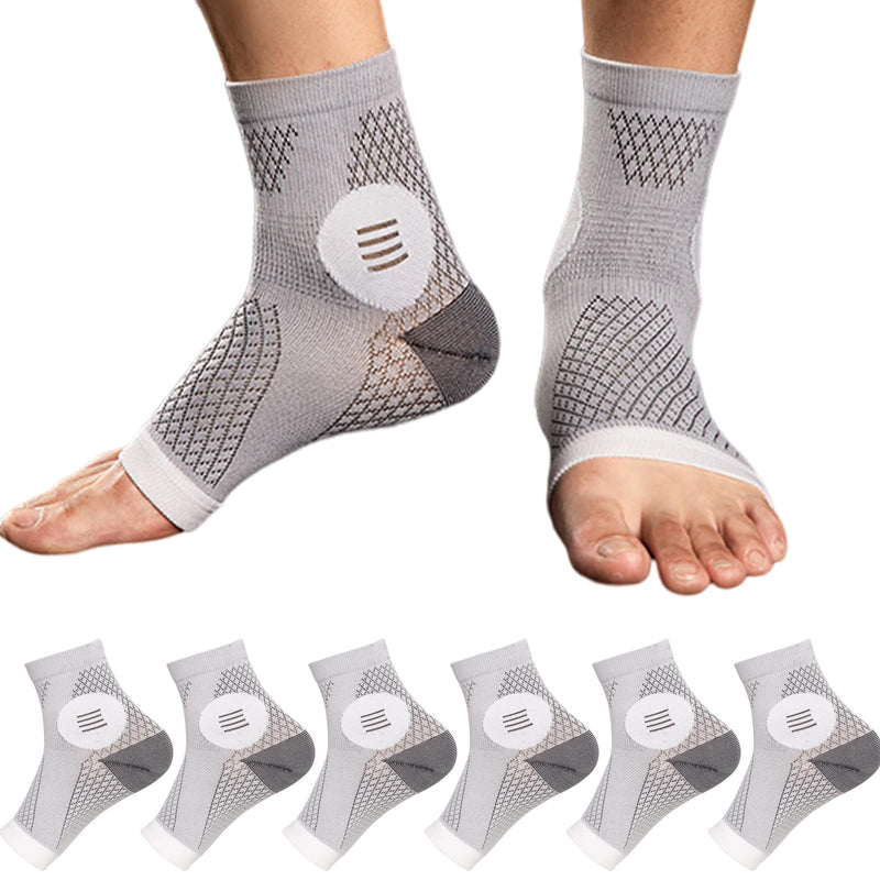 [Australia] - 3Pairs Neuropathy Socks - Soothe Relief Compression Socks 20-30 mmHg - Comprex Ankle Sleeves for Arch Support, Achilles Tendonitis, and Foot Pain Relief (Gray, X-Large) Gray 