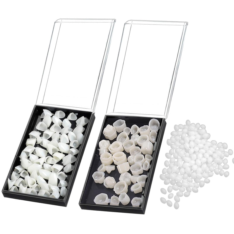 [Australia] - Temporary Fake Tooth Cap Crown Veneers, 120 Pieces Front Back Anterior and Molar Posterior Teeth with Tooth Repair Thermal Beads Cap Filler for Teaching or DIY 