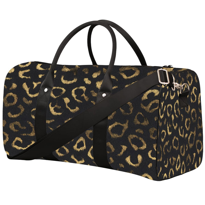 Pardick Travel Duffel Bag for Women Men Black Gold Leopard Cheetah Sport Gym Tote Bag Lightweight Weekender Overnight Bag Workout Bag Waterproof Foldable Carry on Luggage Handbag for Traveling Yoge A04:Black Gold Leopard