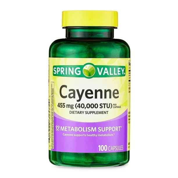[Australia] - Cayenne Metabolism Support Dietary Supplement Capsules, 455 mg, 100 Count 