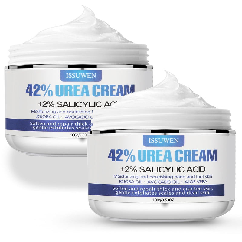 [Australia] - 7.06OZ / 2 Pack Urea Cream 42% Plus Salicylic Acid 2%, Urea Foot Cream for Foot Care Cracked Heel Treatment Knees Elbows Hands Repair Treatment, Feet Moisturizer Corn Callus Dead Skin Deep Moisturizes 2 Packs White Urea Cream 