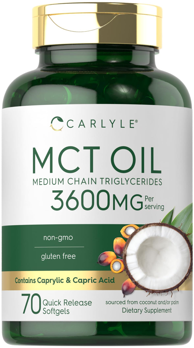 [Australia] - Carlyle MCT Oil Capsules | 3600mg | 70 Softgels | Keto Coconut Oil | with Caprylic & Capric Acid | Non-GMO and Gluten Free Supplement 