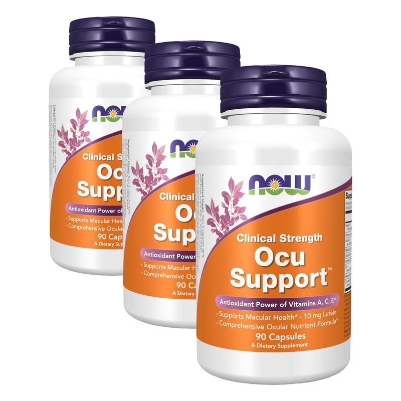 NOW Supplements, Ocu Support™with FloraGLO® Lutein, Plus Vitamins A, C and E, 90 Veg Capsules (Pack of 3) 90 Veg Capsules (Pack of 3)