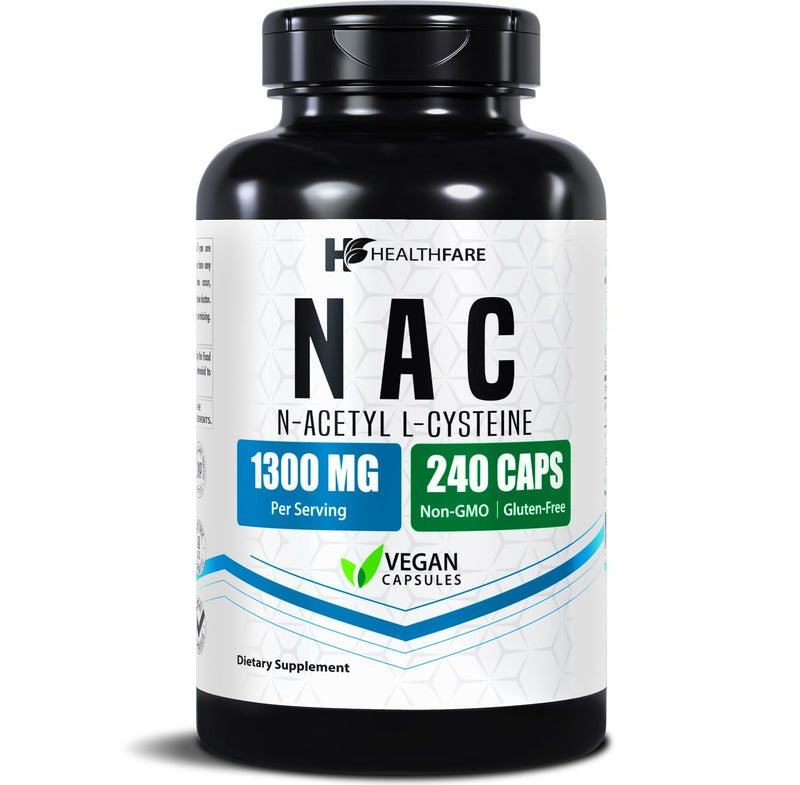 [Australia] - NAC N-Acetyl L-Cysteine Supplement | 1300mg High Potency | 240 Vegan Capsules | Respiratory & Antioxidant Support, Cellular Energy & Liver Support | Non-GMO, Gluten-Free, Made in USA 