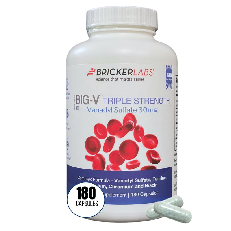 [Australia] - Big-V Triple Strength Vanadyl Supplement: Vanadyl Sulfate 30 mg, Taurine 600 mg, Selenium, Chromium and Niacin, Blended Mineral Supplement, 180 Capsules 180 Count (Pack of 1) 