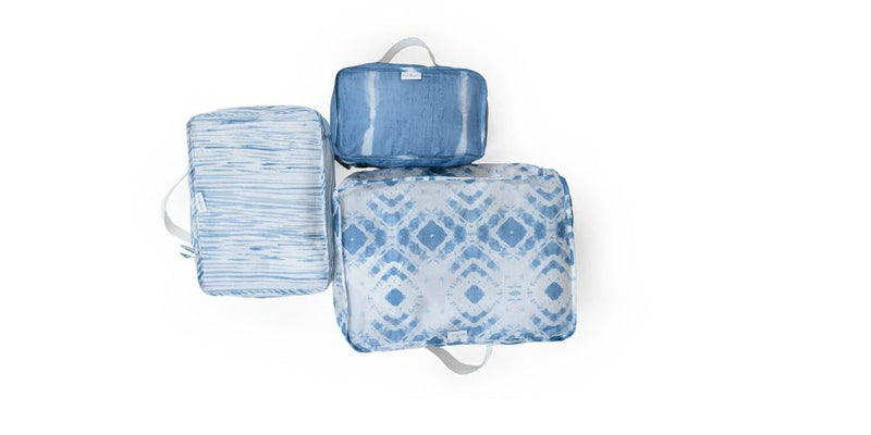 Pure Sage Packing Cubes - Sustainable Travel Essentials - Recycled Polyester Gear - Packing Cube Set - Indigo 3 Sizes